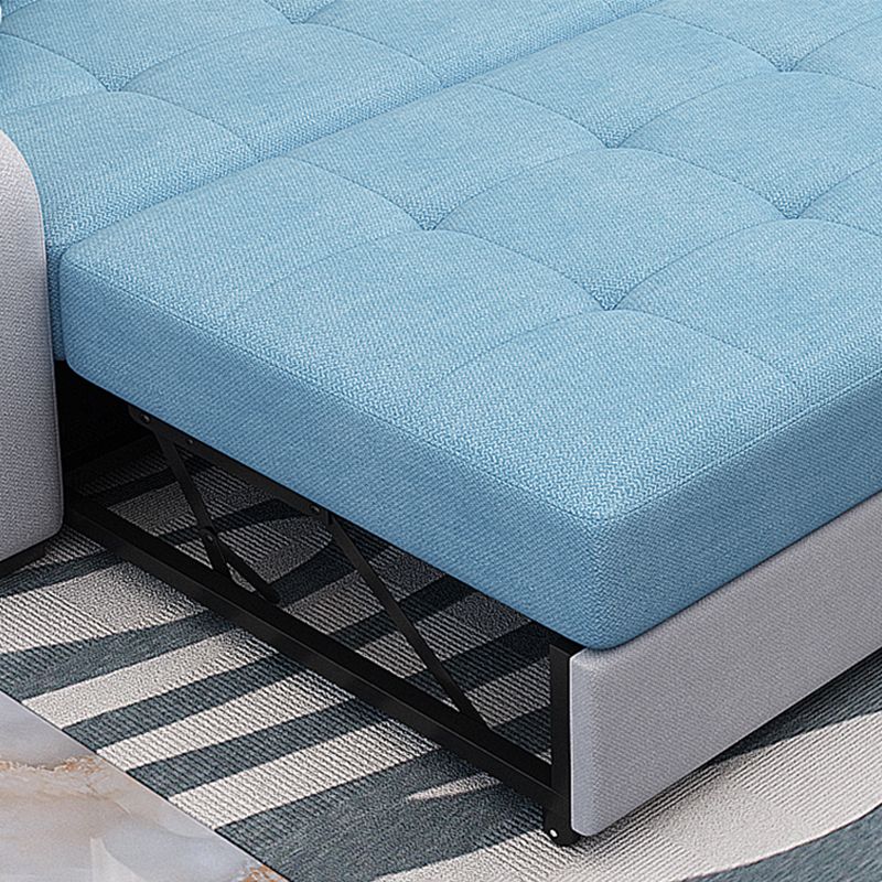 Contemporary Linen L-Shape Sloped Arms Furniture Sectionals for 3 People