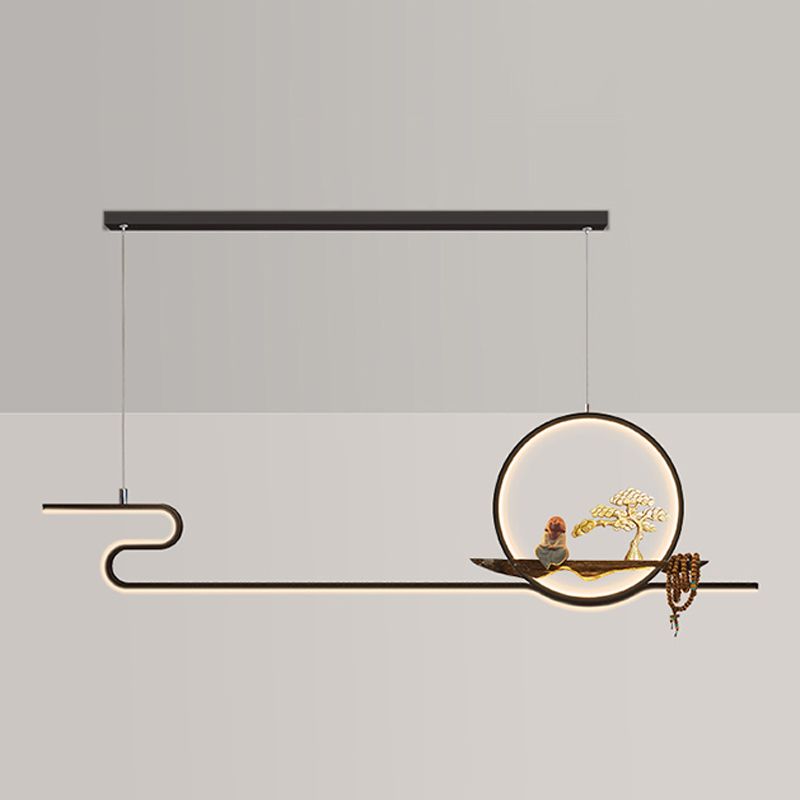 Contemporary Kitchen Pendant Lights Linear Hanging Light Fixtures Metal 2 Light