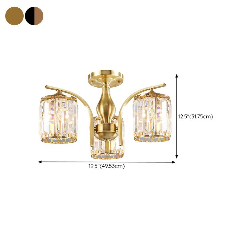 Modern Minimalist Ceiling Lamp Crystal Shade Flush Mount Light Fixture for Bedroom