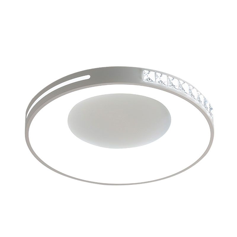 White Finish Round Ceiling Flush Mount Simplicity LED Metal Flush Light Fixture for Bedroom