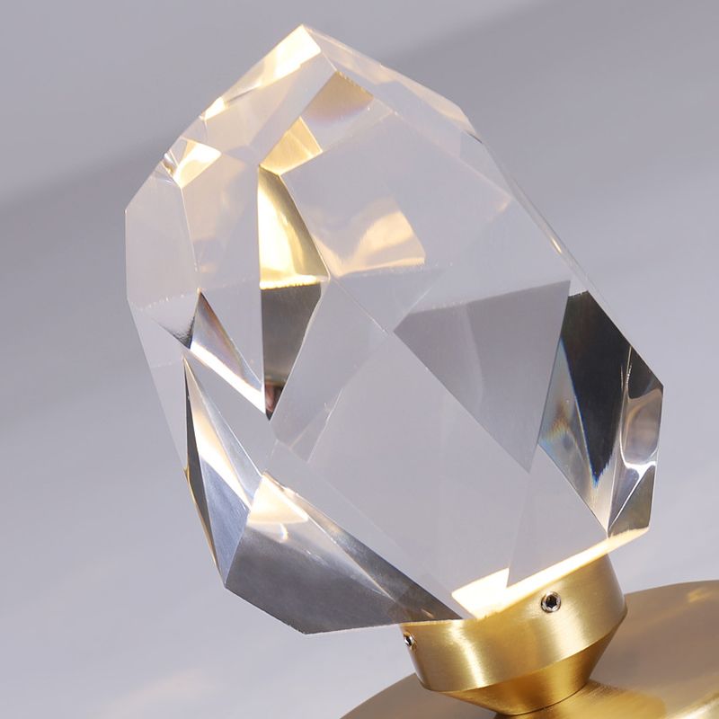 Geometric Shape Crystal Flush Light Modern 1 Light Flush Mount Ceiling Lights in Brass