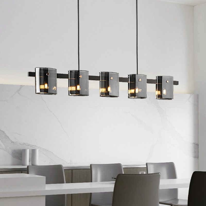 5/6-Light Modernism Black Ceiling Light LED Island Lighting for Dining Table