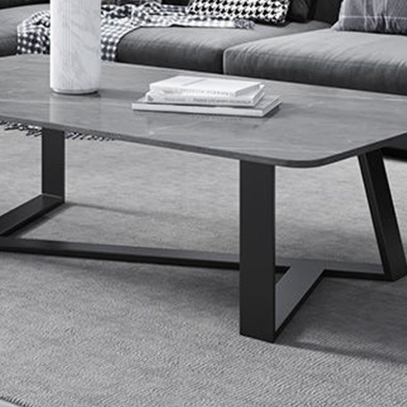 Glam Style Grey/black Gold/white Gold Rock Slate Top Coffee Table
