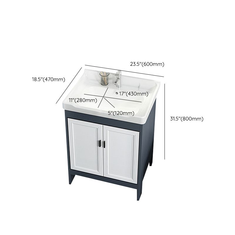 Mirror Bathroom Vanity Freestanding Rectangular Single Sink Metal Frame Vanity with Doors