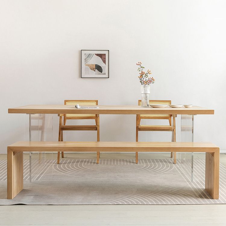 Modern 1/2/4 Pieces Rectangle Dining Table Set Ash Wood Dinette Set with Acrylic Base