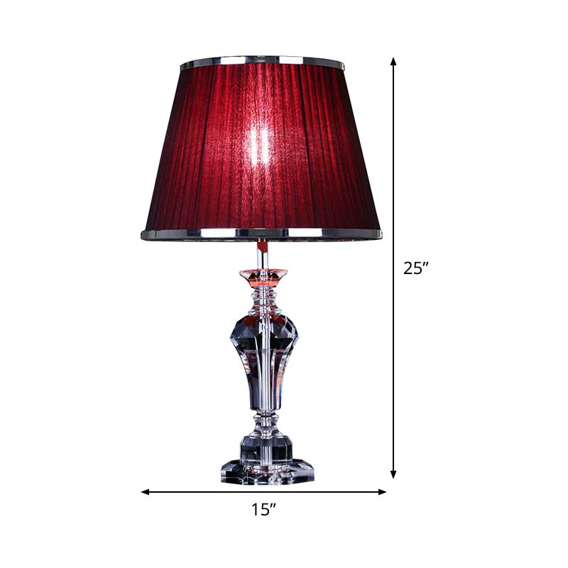 Urn-Shaped Table Light Contemporary Faceted Crystal 23"/25" Long 1 Head Red Small Desk Lamp