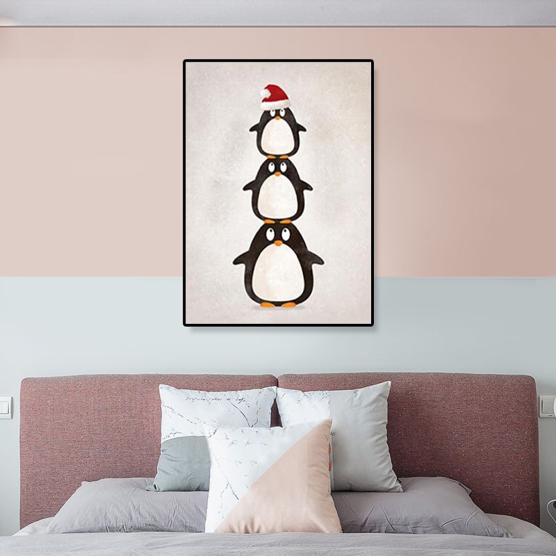 Kids Illustrated Animal Canvas Print Teens Bedroom Wall Art Decor in Light Color