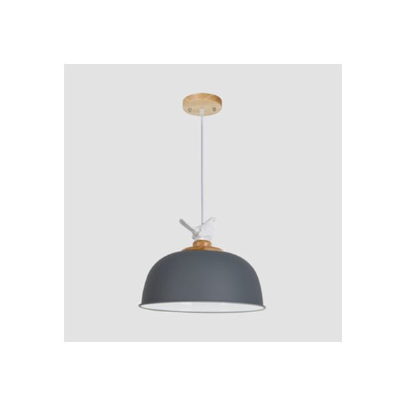 Luz de colgante colgante hemisférico nórdico 1 luz de suspensión de aluminio ligero con pájaro para balcón