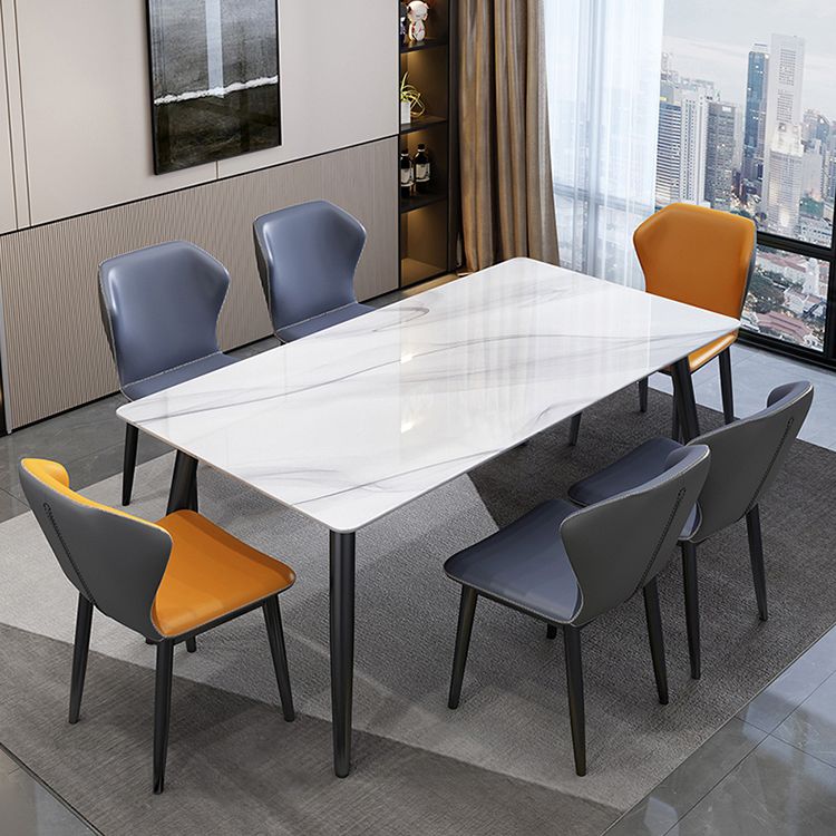 Table à manger en pierre industrielle industrielle table rectangle de base en acier en carbone pour la maison
