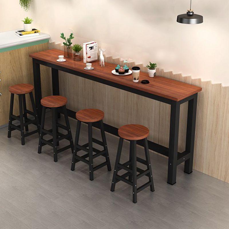 Indoor Wood Trestle Hall/Pub Table Rectangle Footrest Counter Height Dining Table