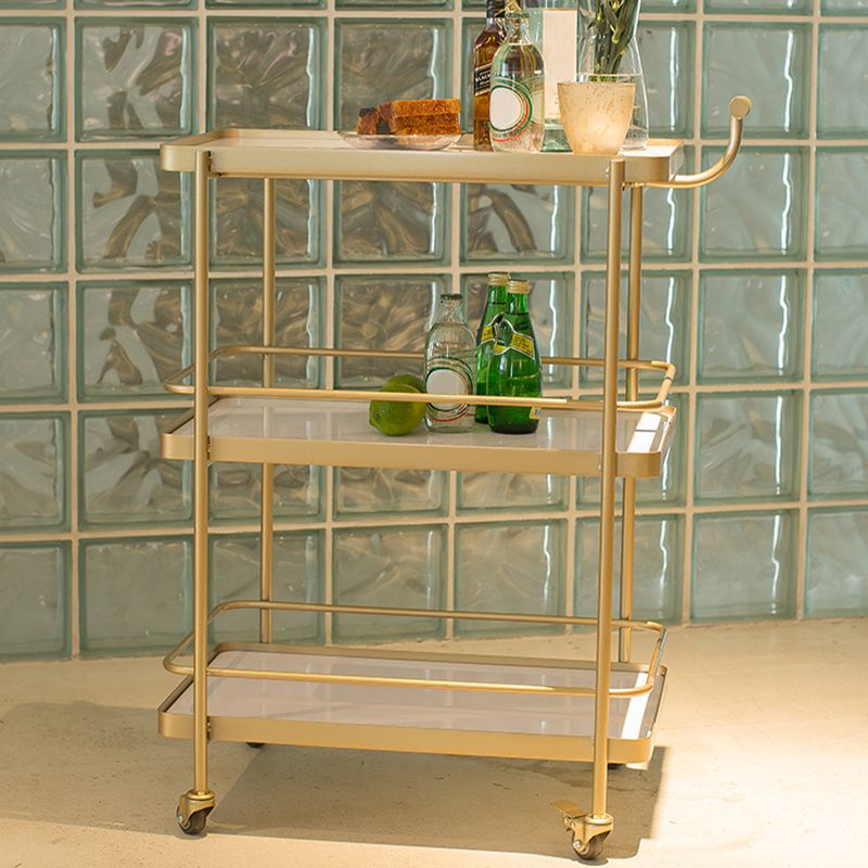 Modern 35.43"H Rolling Kitchen Cart Metal Rectangular Kitchen Island Cart
