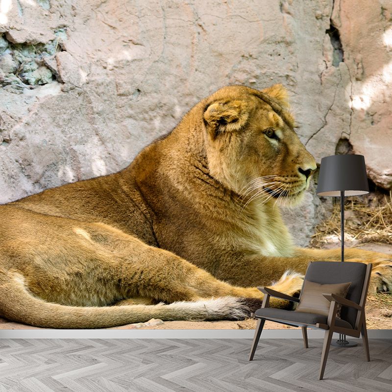 Contemporary Tropical Lion Mural Wall Decor Mildew Resistant Wall Art for Home Decor