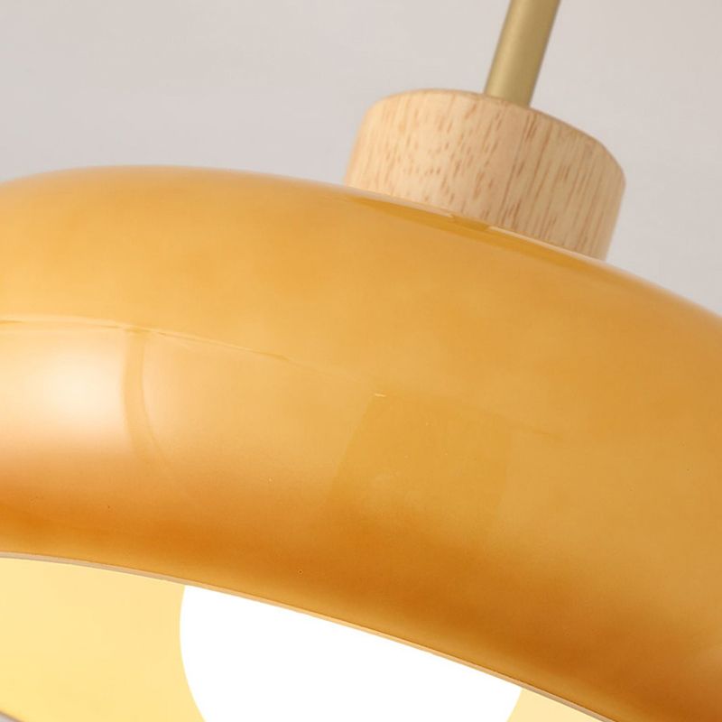 Drum Shape Glass Flush Light Modern Style 1 Light Flush Mount Ceiling Light