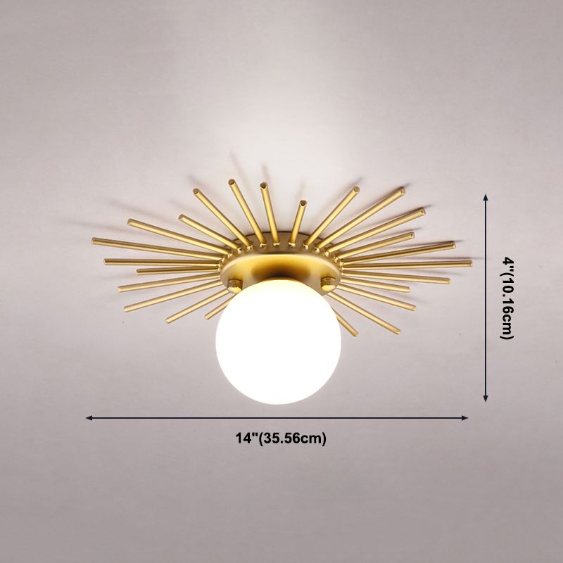 Lampada da soffitto Globe per balcone, con montaggio a soffitto, in vetro, semplice, in oro