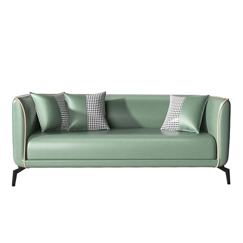 25" Wide Contemporary Sofa 3 Seater Leather Seating with 3 Pillows