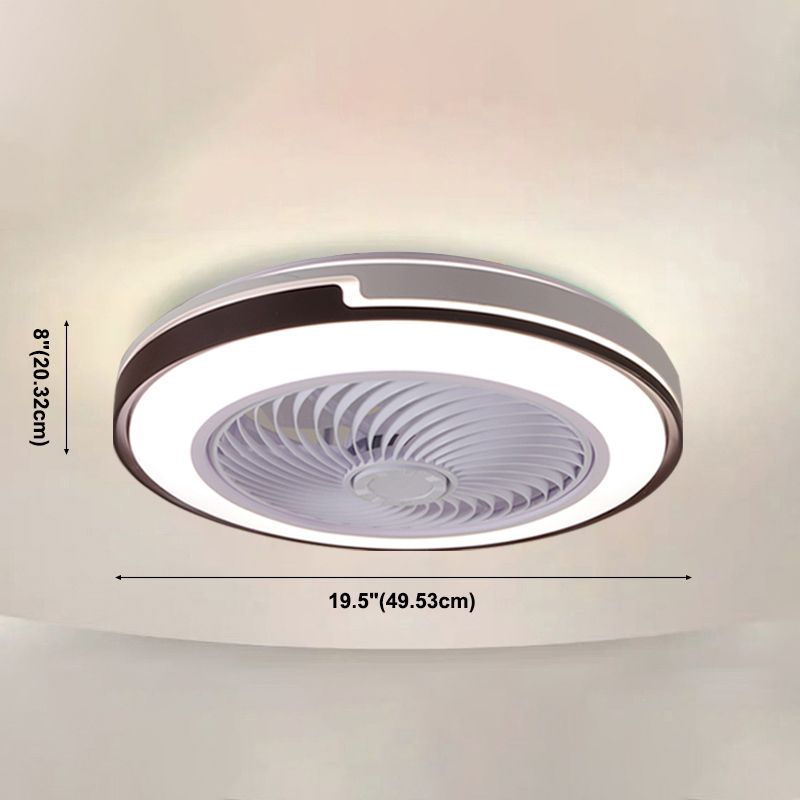 Round Flush Mount Ceiling Fan Nordic Metal Dining Room LED Semi Flush Light