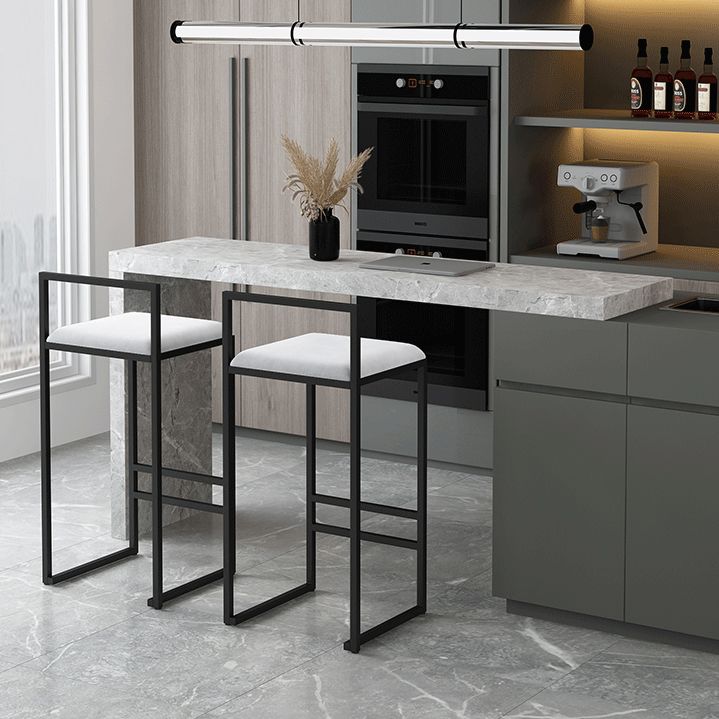 Metal Armless Dining Stools Contemporary Bar Stools with Cushion