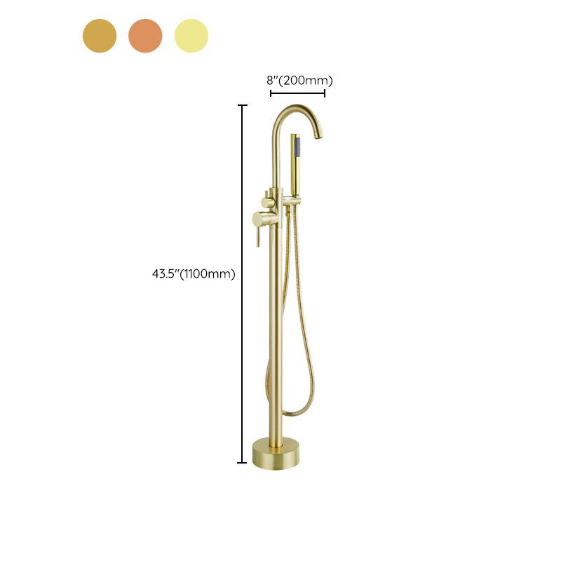 Contemporary Gold Bath Faucet Floor Mounted Full Copper High Arc Tub Faucet Trim