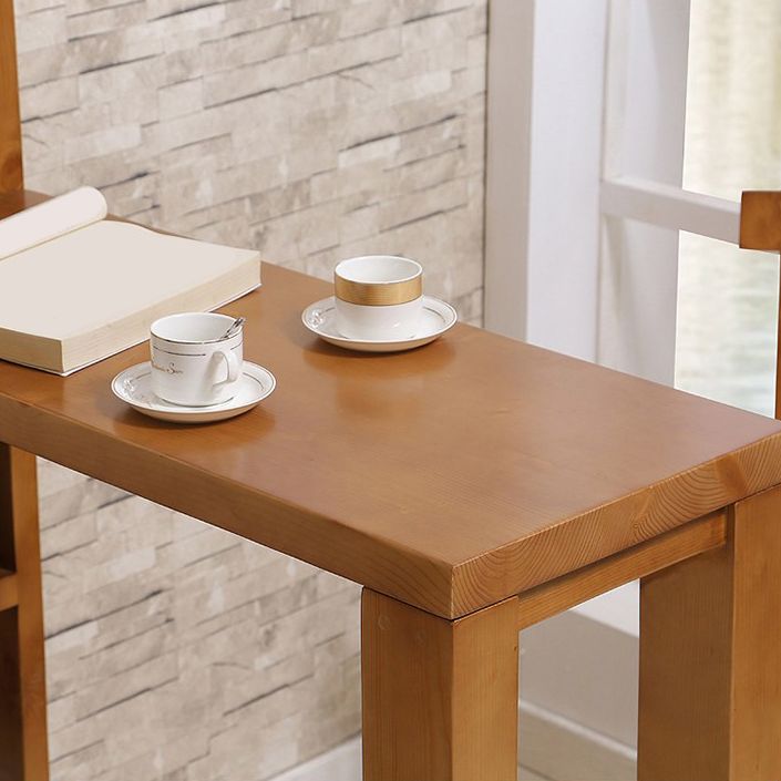 Brown Pine Wood Bistro Table with Storage Modern Pub Table for Living Room