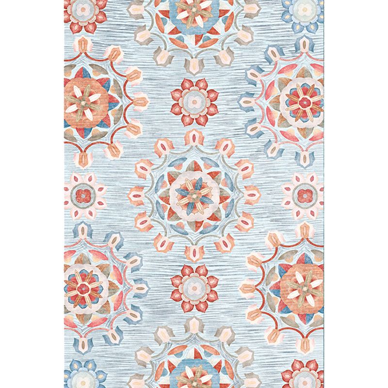 Multicolor Shabby Chic Rug Polyester Tribal Pattern Rug Pet Friendly Washable Anti-Slip Backing Carpet for Decoration