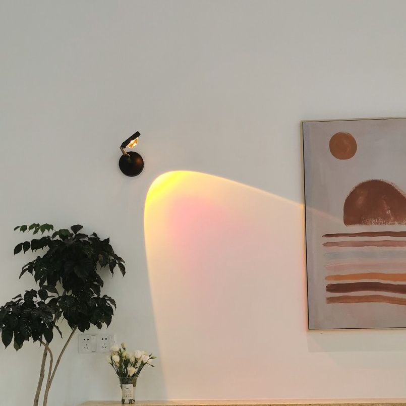 Minimalist Rectangular Sunset Light Aluminum Living Room LED Wall Lamp in Black