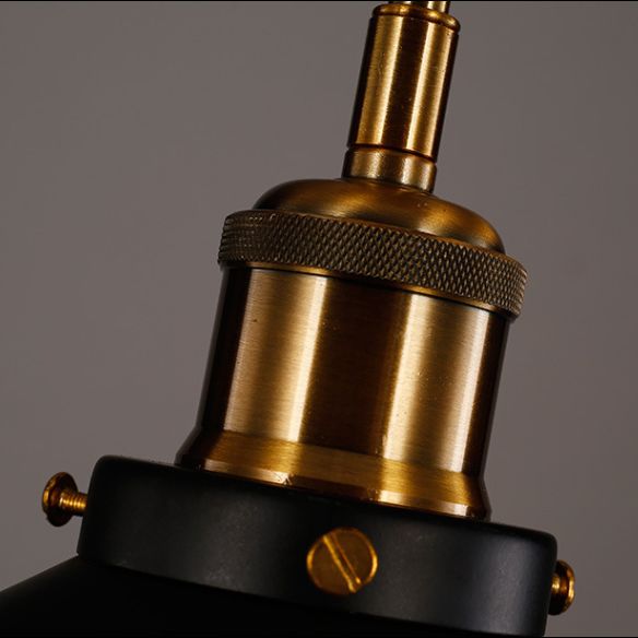 Pendard Semi Flush Light Vintage Style Hall Mount semi-flush Lumière avec nuance en métal en noir