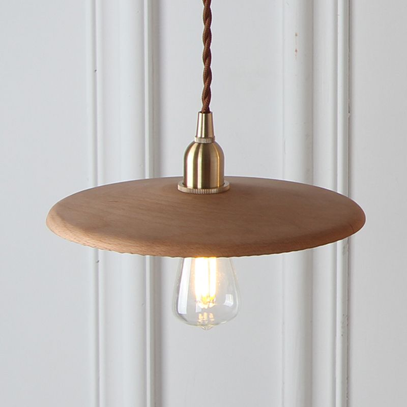 1 Light Pendant Light Modern Style Minimalism Wood Hanging Light for Dinning Room