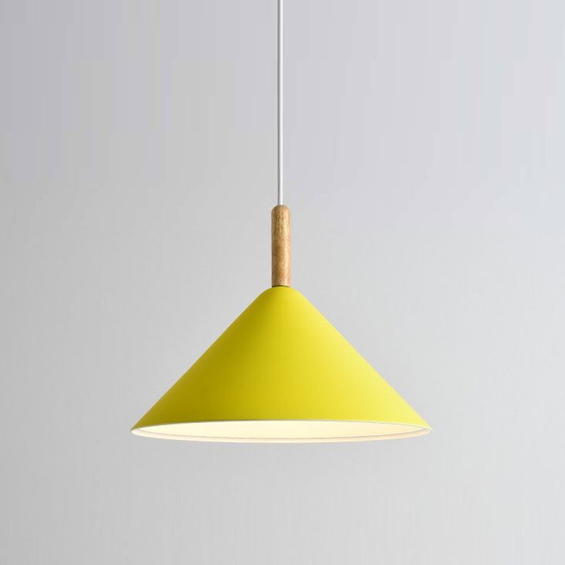 1 illuminazione a sospensione di cono leggero a cono moderno illuminazione sospesa in metallo per sala da pranzo