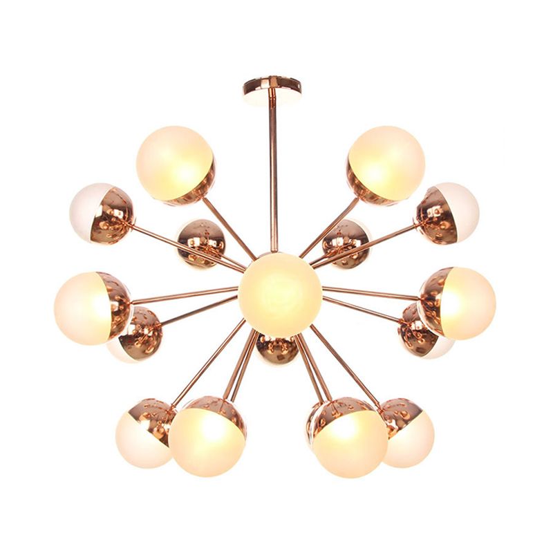 Semi-encastré Globe pour salle à manger, verre blanc/transparent/gris fumée, 9/12/15 lumières, luminaire semi-encastré contemporain en cuivre/chrome/or