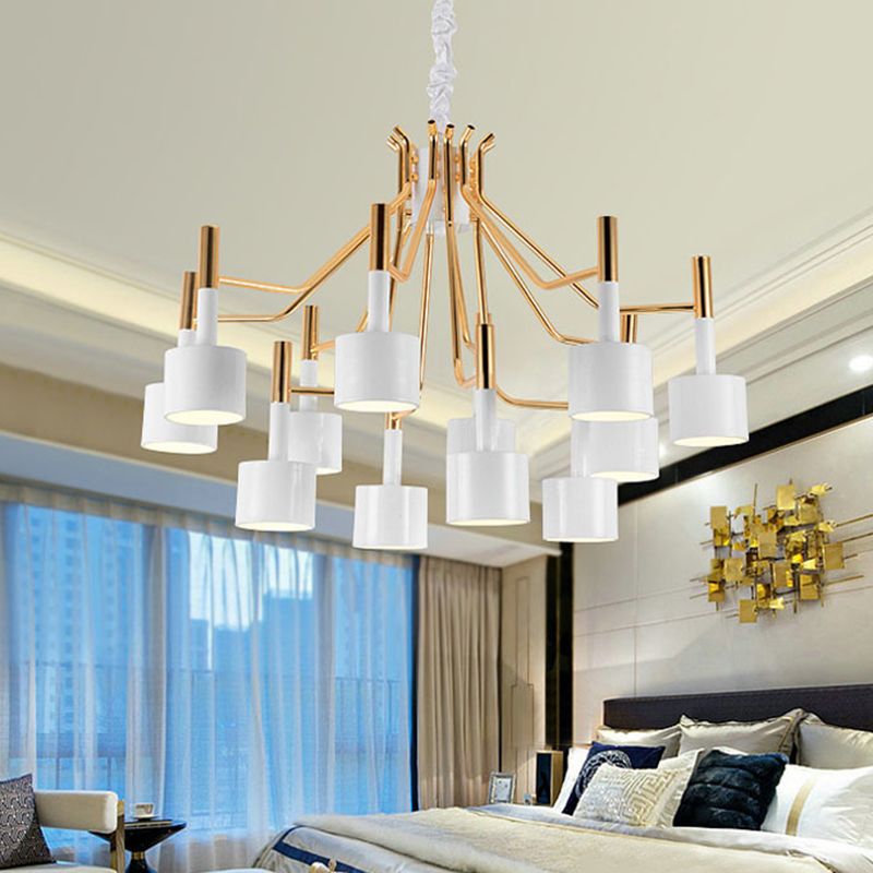 Drum Shade Chandelier Light Post-modern Metal Living Room Suspended Lighting