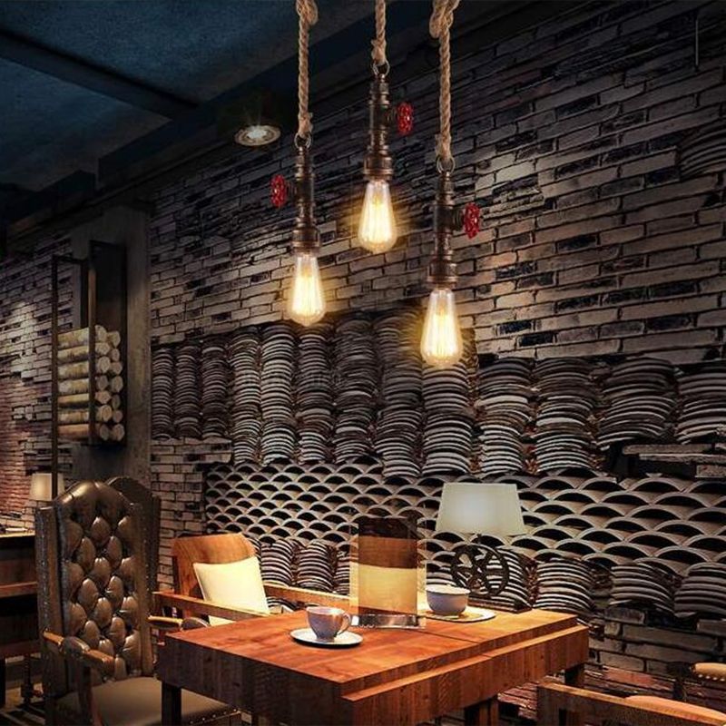 Metal Pendant Ceiling Light Water Pipe Antiqued Down Lighting Pendant for Restaurant