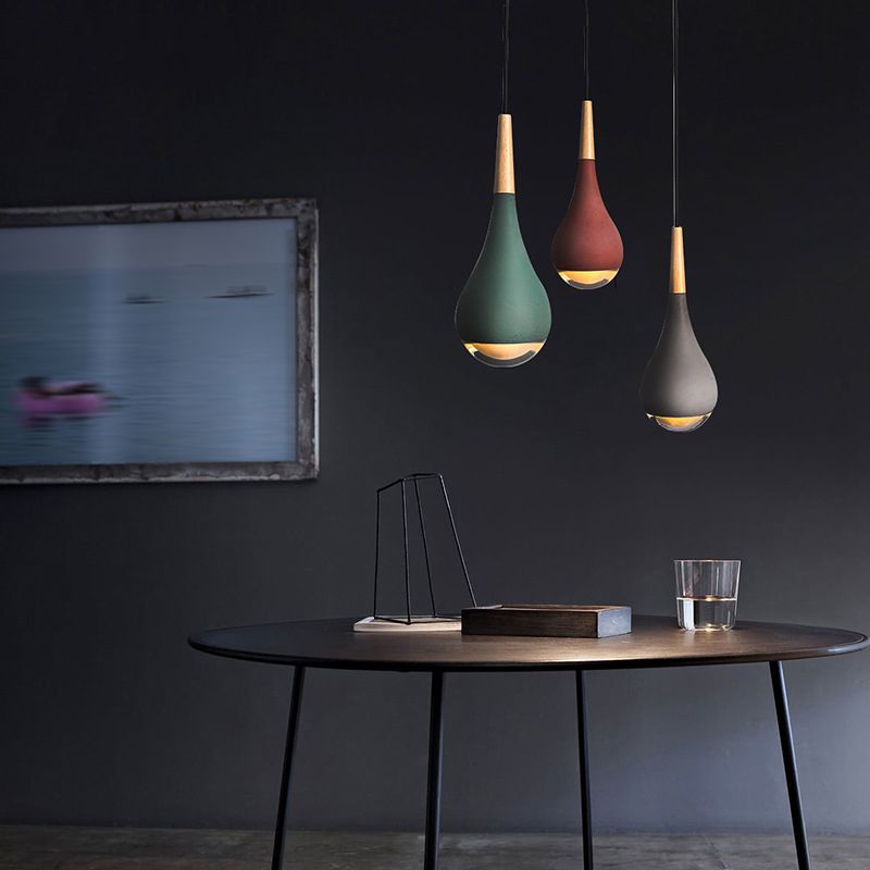 Moderner Stil Teardrop Schatten hängende leichte Zement 1 hängende Lampe für das Restaurant