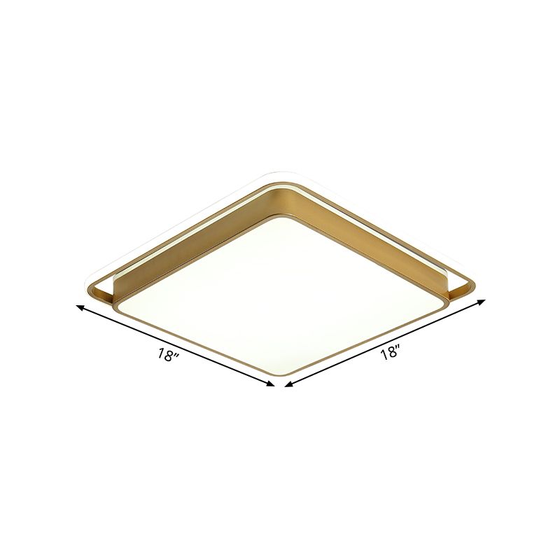 Techo cuadrado de oro a ras del modernismo 10 "/18" /21,5 " W Luz de descarga de metal LED para sala de estar, luz cálida/blanca