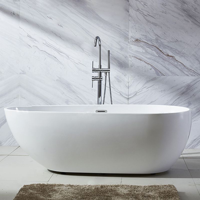 Modern Soaking Bathtub Oval with Drain Acrylic Freestanding Bath Tub