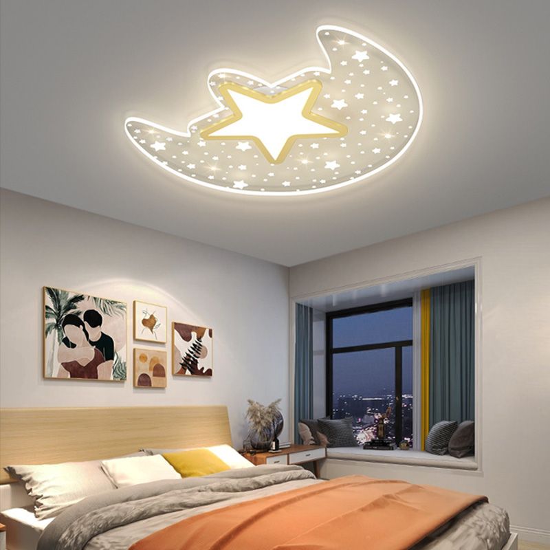 Lámpara de techo de forma de luna nórdica moderna Aluminio 2-Montaje de descarga de luz para dormitorio