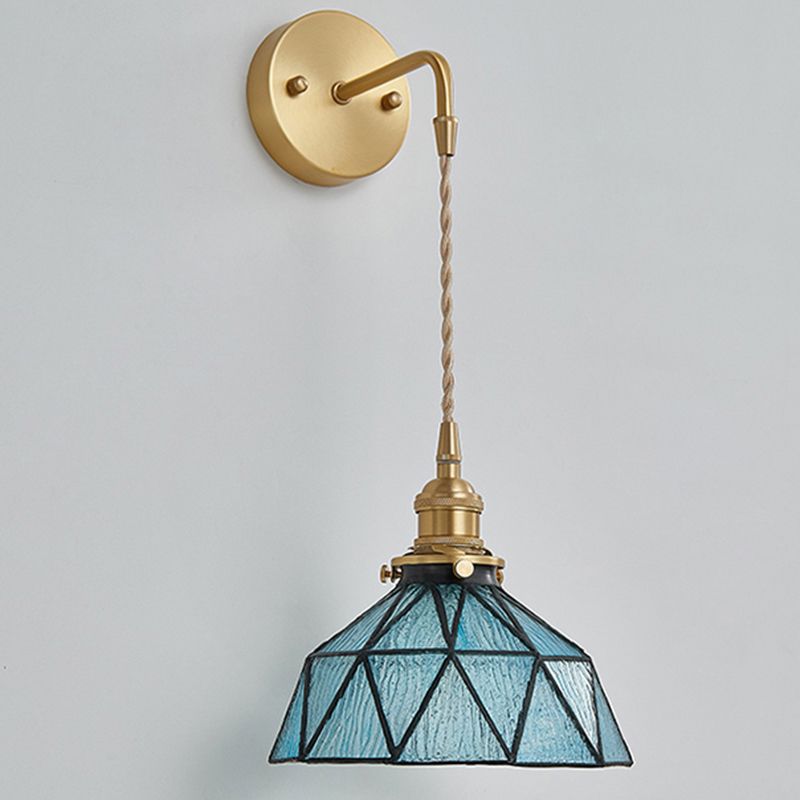 Drum Shape Glass Vanity Sconce Light Modern Style 1-Light Vanity Mirror Lights