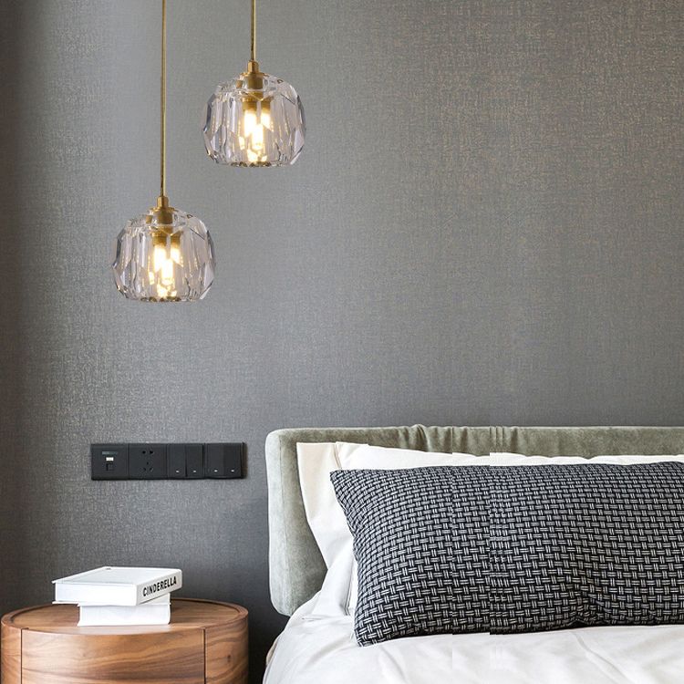 Cut Crystals Block Hanging Pendant Lights Luxury Style Pendant Light for Living Room