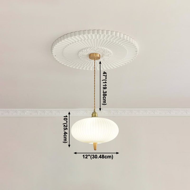 Wooden Geometric Pendant Light in Modern Artistic Style Copper Indoor Hanging Lamp with Glass Shade