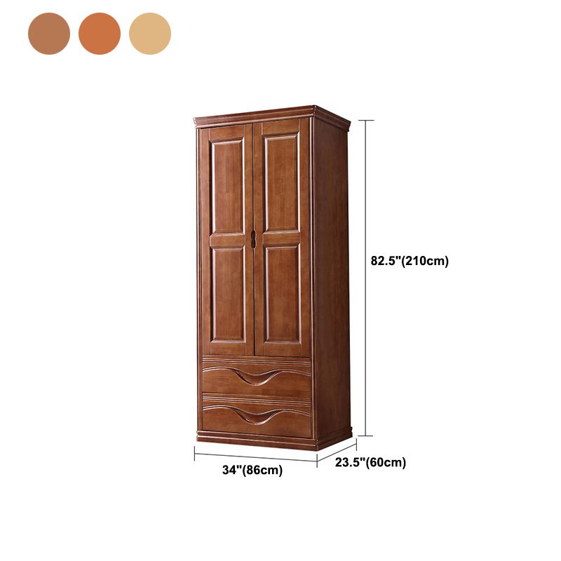 Traditional Wardrobe Armoire Solid Wood Wardrobe Closet with Shelves
