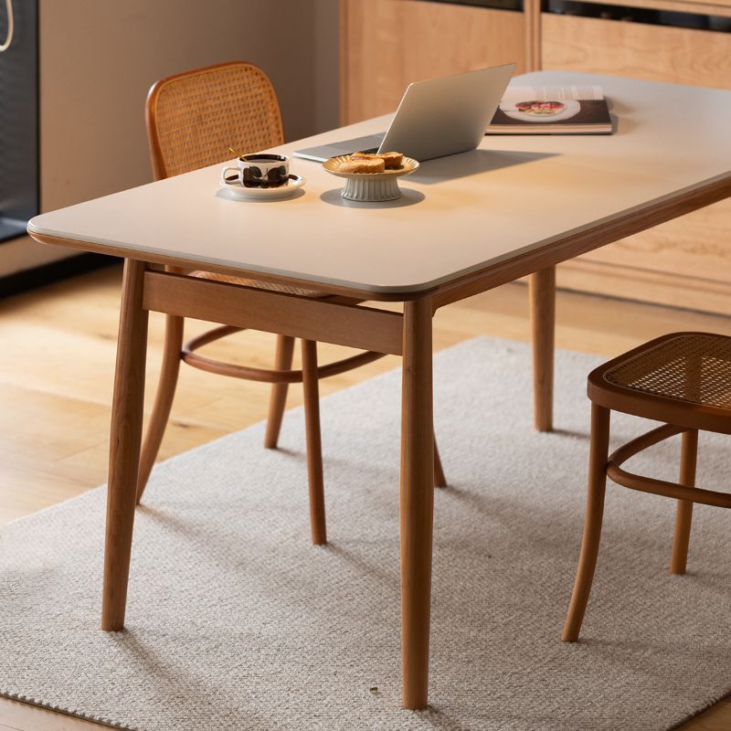 Simplicity Style Rectangle Stone Fixed Dinner Table with 4-foot