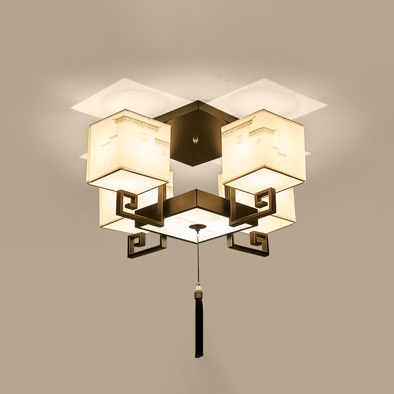 4/6/10/12 Bulbes Tissu massif Tissu en chinois Lubrile de style chinois Fixation du plafond