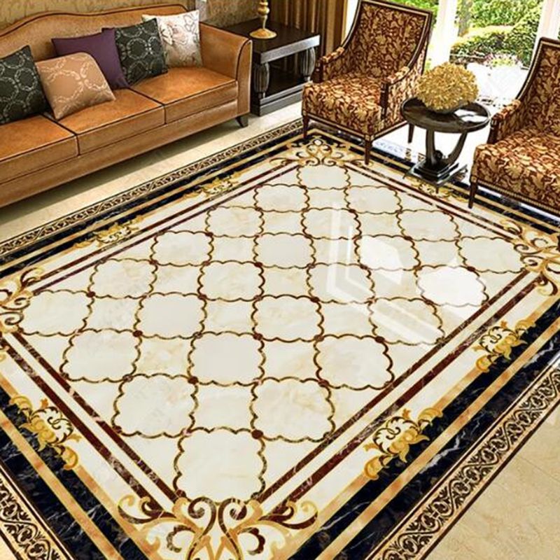 Multicolored Novelty Rug Cotton Blend Plaid Patterned Area Carpet Non-Slip Pet Friendly Indoor Rug for Living Room