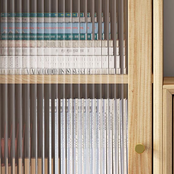 19. 7" W Glass Paned Accent Cabinet Pine Wood 1 - Door and 2 - Drawer Chest