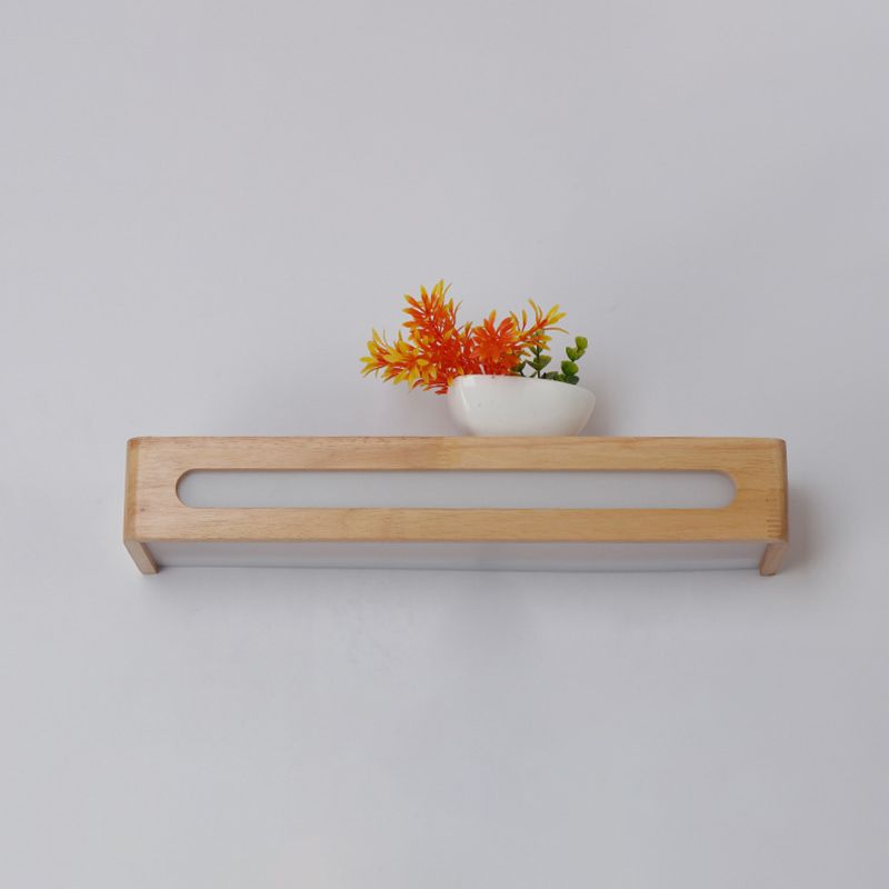 Log kleur LED -wand sconce in moderne beknopte stijl houten rechthoekige wandlamp met acrylschaduw