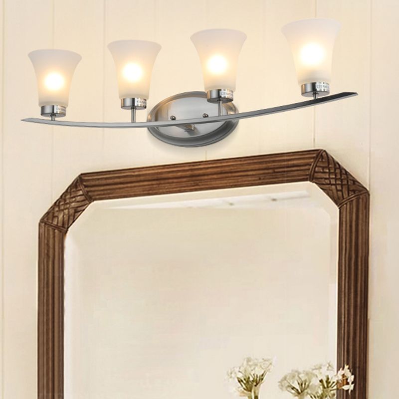 American Simplicity Wall Mounted Lights 4 Lights Opal White Glass Vanity Wall Sconce for Bathroom