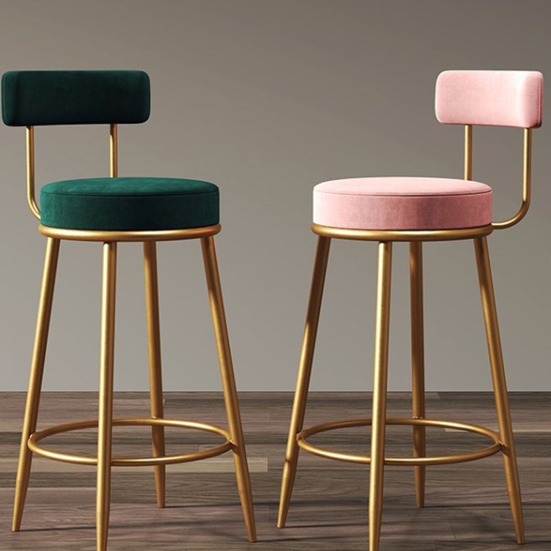 Glam Style Bar Stool Upholstered Bar Stools for Dining Room with Gold Frame