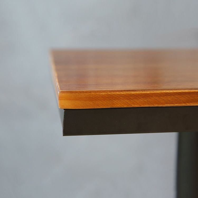 Industrial Brown Bar Dining Table Solid Wood Bistro Table with Metal Base