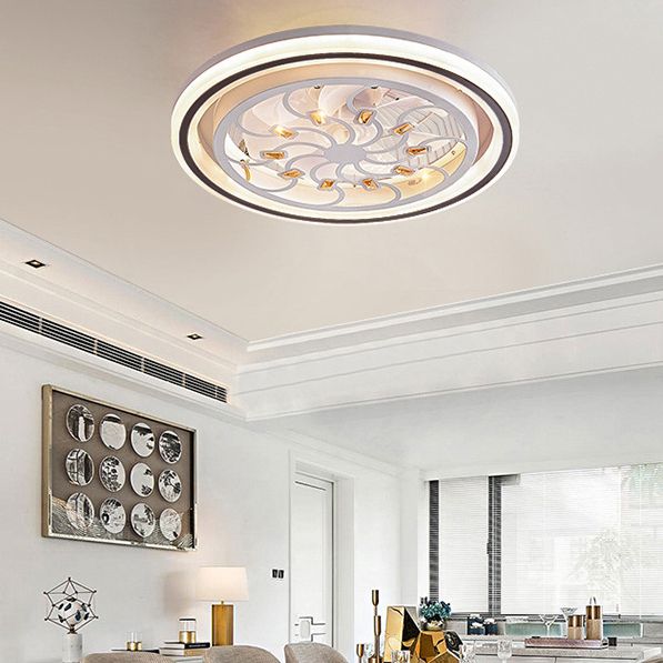 Geometrische Metalllüfterlampe moderne weiße LED -LED -Leuchte für Schlafzimmer