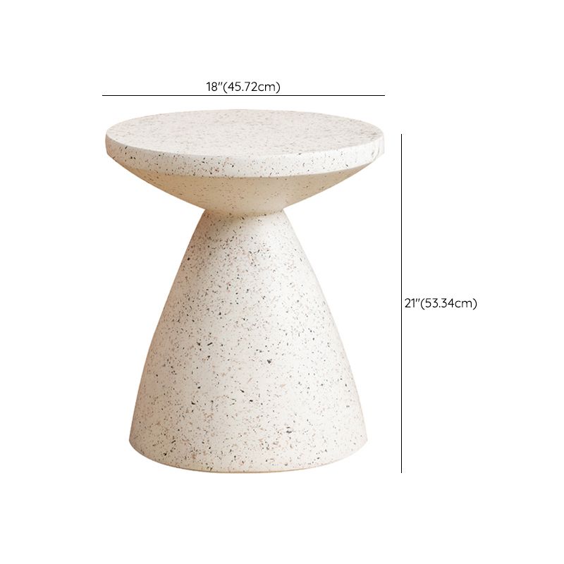 White Sofa Side Accent Table Round and Cone Shape Corner Table