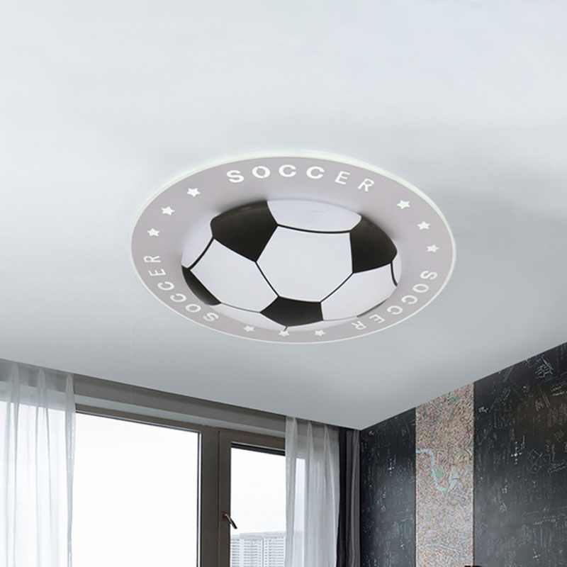 16.5"/20.5" W Kids LED Flush Mount Spotlight Black/Blue Football Flushmount Ceiling Lamp with Acrylic Shade